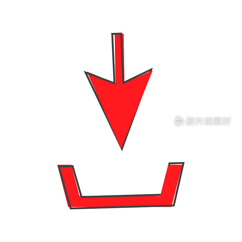 Download vector icon, install symbol cartoon style on white isolated background.